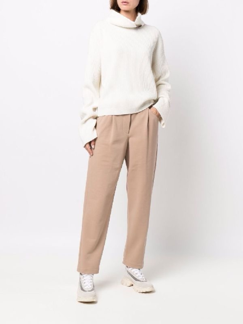 Brunello Cucinelli Straight-Leg Elastic Waist Pants - Tan
